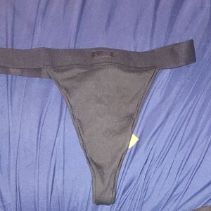 Black Ribbed Thong